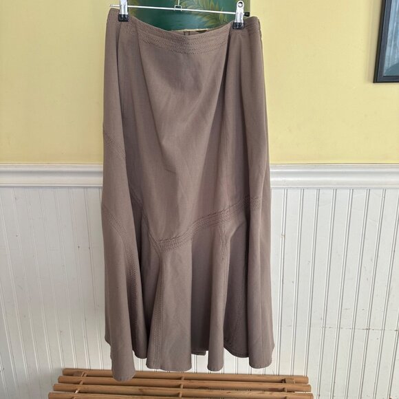 Larry Levine Woman Stretch Taupe Maxi Skirt 20W Polyester Rayon Blend Elastic Wa - Picture 1 of 6